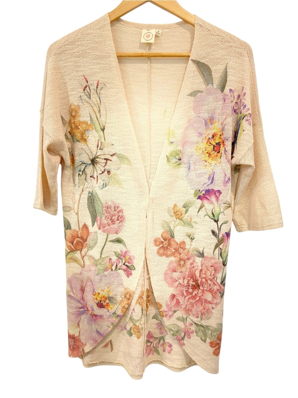 Live In The Moment Floral OpenFront Cardigan Boho Kimono Sweater Medium feminine